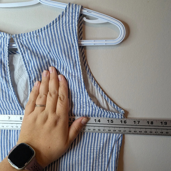 Old Navy Blue Striped Sleeveless Tiered Swing Dress Woman XS - Picture 9 of 9